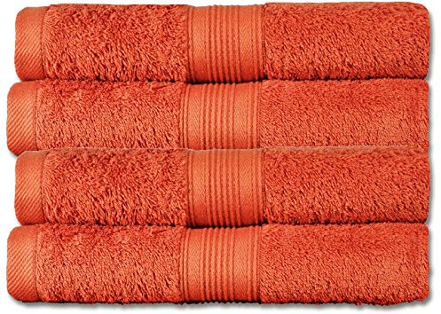 Naturemark 4er Frottee Set Handtücher 100% Baumwolle einfarbig oder als Farbset auswählbar in 500q/qm Qualität 50x100cm (Terracotta)