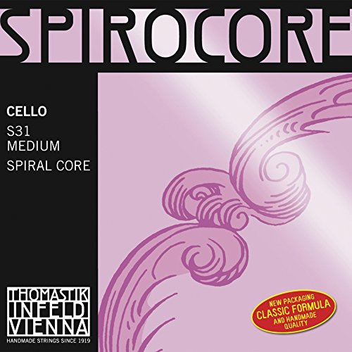 Thomastik Einzelsaite für Cello 4/4 Spirocore - D-Saite Spiralseilkern, Chrom umsponnen, mittel