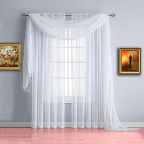 John Aird Voile Window Scarf Pelmet 150cm x 300cm (White)