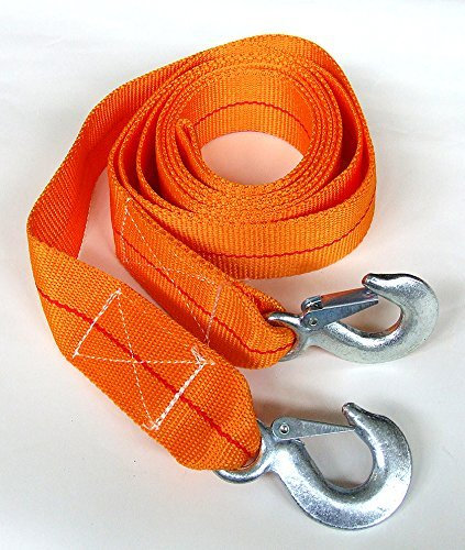 A1 Abschleppseil 5000 kg 5t 3,5m + 2 Sicherheitshaken Abschlepp Seil Schleppseil Abschlepphilfe Zugseil Bergegurt Stahlhaken Pannenhilfe Neu OVP