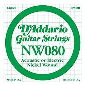 D'Addario NW020 Nickel Wound Elgitarrsträng, nickelspunnen, enkel sträng