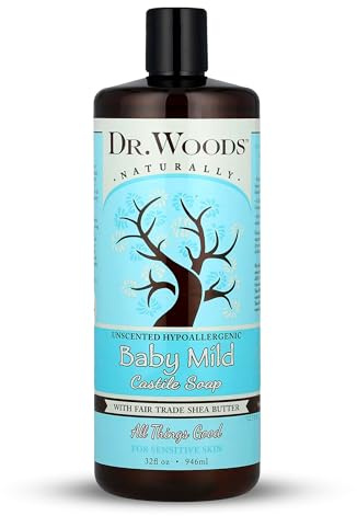 Dr. Woods Baby Mild Unscented Liquid Castile Soap with Organic Shea Butter, 32 Ounce