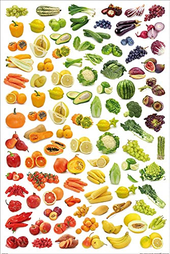1art1 Kochkunst Poster Regenbogen Aus Obst Und Gemüse Plakat | Bild 91x61 cm