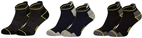 Piarini 6 par arbetsstrumpor funktionssockor – sneakers strumpor fotstrumpor – förstärkt häl och spets – svart färgmix – gr. 35-38 39-42 43-46 47-50