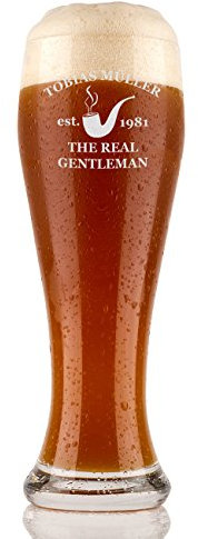 polar-effekt Verre à bière de blé 0.5l avec gravure idée cadeau personnalisé en verre de blé - motif Real Gentleman pipe