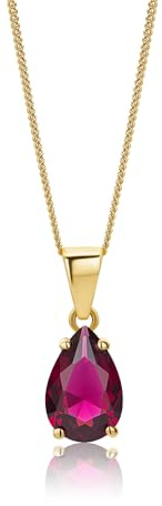 Miore Kette - Halskette Damen Gelbgold 9 Karat / 375 Gold Kette Rubin 45 cm