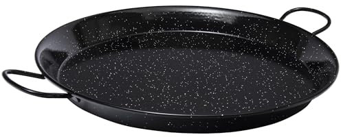 VAELLO - Plat à Paella en Métal Émaillé - Plat de Cuisson Résistant - Accessoire Cuisine Extérieure Facile à Nettoyer - Poêle à Paella à 2 Poignées, Ø 46 cm