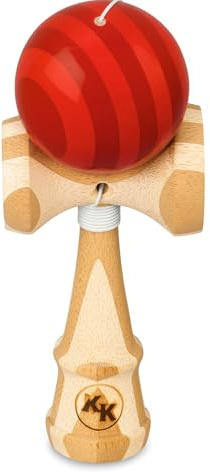 Kotaro Pro Bamboo Kendama – Full-Size Skill Toy for Tricks – Durable Ken & Tama with Extra Replaceable String – 7.25 Traditional Design (Red)