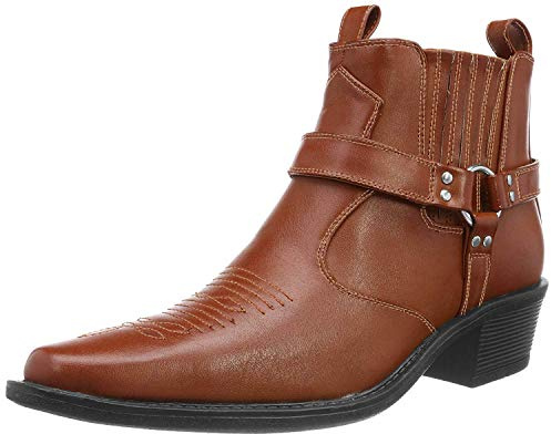 US Brass - Stivali Cowboy alla Caviglia - Uomo (46 EUR) (Marrone chiaro)