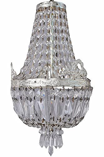 Kristallkrona kristalllampa, korgljuskrona, massiv mässing, med vackra kristaller — Palazzo Exclusive