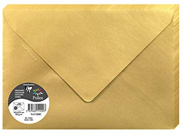 Clairefontaine 51200C - Packung mit 20 Umschlag Pollen Format C5 16,2x22,9 cm, 120g, gefüttert, ideal für Einladungen und Korrespondenz, Premium glattes Papier, Gold, 1 Pack