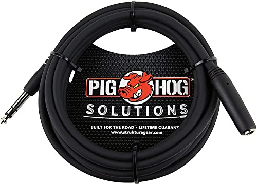 Pig Hog PHX14-10 1/4 TRSF to 1/4 TRSM Headphone Extension Cable, 10 Feet