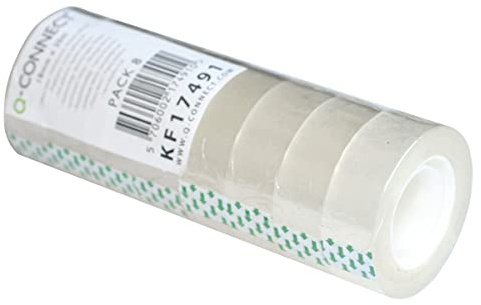 Q-CONNECT KF17491 transparent självhäftande film tejp/8 rullar/18 mm x 30 m/för skola, hem och kontor