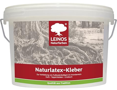 LEINOS naturligt latexlim 3,00 kg – lösningsmedelsfritt kontaktlim baserat på naturgummi – för mattor, kork, läder, filt, linoleum och papper – perfekt för ekologiska tillämpningar