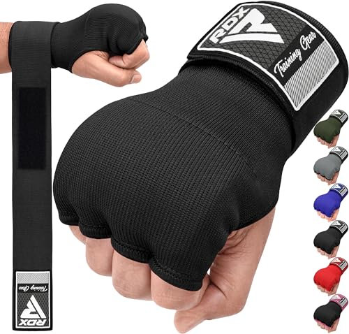 RDX Boxbandagen Boxen Elastisch Innenhandschuhe MMA Handschuhe Daumenschlaufe, Schwarz, XL