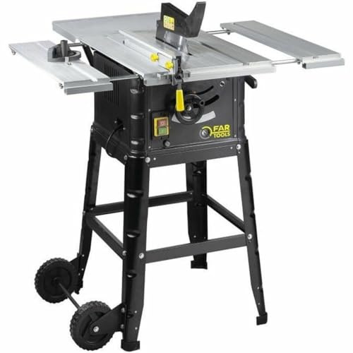 Fartools Scie de table 1600W, Ø250mm30mm, 36 dents, 2 extensions latérales coulissantes en alu, table 432x625mm, capa coupe 90°=72mm&45°=50mm
