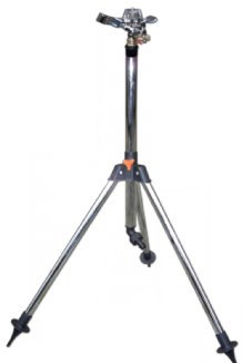 Bradas Metal Rotating Pulsating Garden Sprinkler on Tripod, Large Lawn Sprinkler, Silver