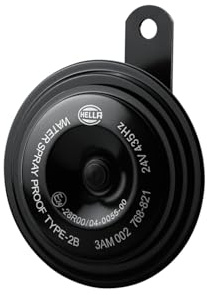 HELLA 3AM 002 768-821 Horn - HELLA HEAVY DUTY HORN S92 SET - 24V - 113dB(A) - Frequenzbereich: 335/435Hz - Hochton/Tiefton - elektrisch - ECE - Gehäusefarbe: schwarz - Menge: 2