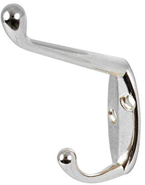 10 Pack Chrome Metal Double Hat and Coat Hooks / Door Hook Robe Dress Hangers