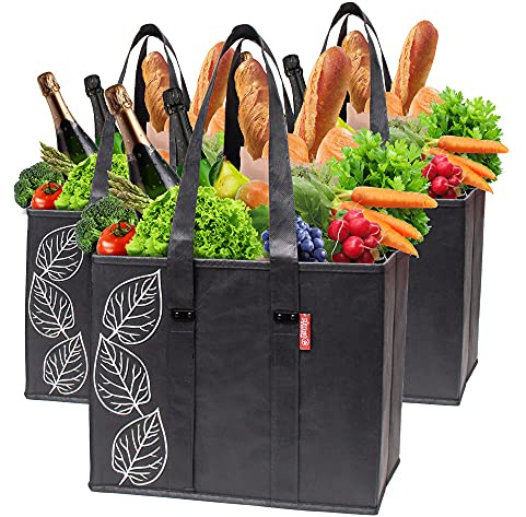 3 pièces Grande boîte à provisions pliable réversible Planet E par d'étang - Noir -