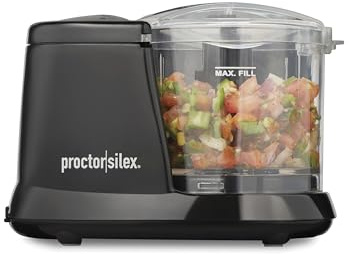 Proctor Silex Durable Electric Vegetable Chopper & Mini Food Processor for Chopping, Puree & Emulsify, 1.5 Cup, Black