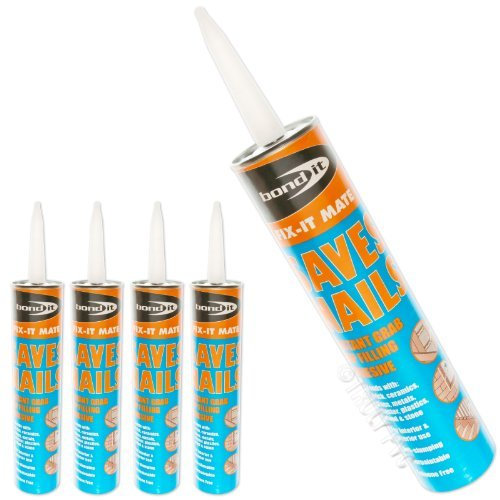 4 x Bond-It Saves nails - Like no more nails - An instant grab, multi-purpose, fast bonding adhesive silicone - suitable for interior or exterior use, gap filling and using on wood, timber, brick, metal or UPVC. BDSN2 EU3 Cartridge 310ml.