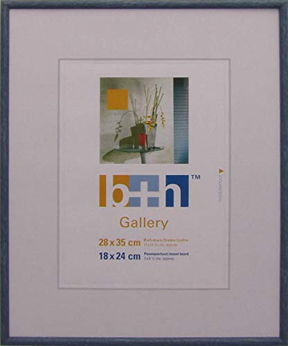 Bilderrahmen 28 x 35 Holz massiv blau gesprenkelt Portrait-rahmen Echt-Glas Foto