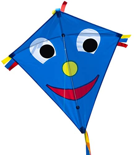 CIM Einleiner-Drachen - Happy Eddy Blue - für Kinder ab 3 Jahren - Abmessung: 67x70cm - inkl. 80m Drachenschnur und Schleifenschwanz