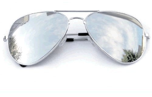 PURECITY© - Lunettes de soleil Aviateur - Pilote - Fbi - Monture argent - Verre effet miroir - Fashion tendance