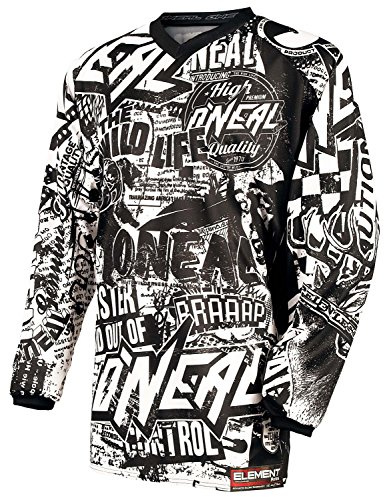 O'Neal Maillot Element Wild en jersey pour enfant, noir et blanc, pour motocross, VTT Enduro, VTT de descente, 0025W-8 Medium noir