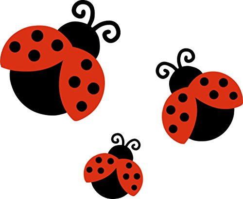 LightningSigns 3 x Ladybird Car,Van,Wheelie Bin Camper Wall Nursery Stickers Decals LS2001