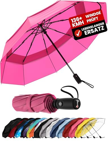 Repel Regenschirm Klein, Sturmfest, Kompakter, Robuster Taschenschirm Automatik, Sturmfest, Reise Regenschirm, Leichtes, Starkes Fiberglasgestell, Wasserdicht - Für Rucksack & Handtasche