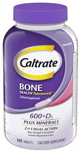 Caltrate 600 Plus D3 Plus Minerals Calcium and Vitamin D Supplement Tablets, Bone Health and Mineral Supplement for Adults - 165 Count