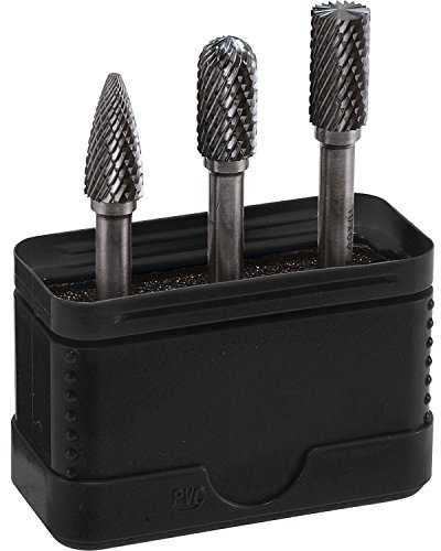 ALPEN Hartmetall-Frässtifteset, Zahnung 6 BOX 3 (3-tlg., Ø 10 x 65mm, Zylinder, ohne Stirnverzahnung, Hartmetall Werkzeuge, Bohrsortiment) 0776000003100