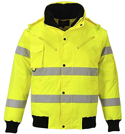 Portwest Blouson Bomber HiVis 3 en 1, Couleur: Jaune, Taille: M, C467YERM