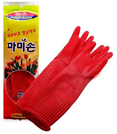 MAMISON Quality Kitchen Rubber Gloves (1 Pairs, X-Large), Cleaning, Washing, Non-Slip Reusable Natural Latex Gloves, House Hold. Korean Kitchen