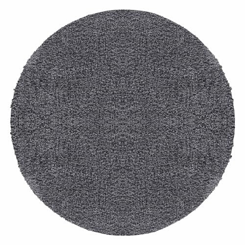 Carpetsale24 Shaggy Hochflor Teppich, 80 cm Rund, Grau, weich, flauschig, modern, einfarbig, Für Eingangsbereich oder kleine Nischen, für Wohnzimmer Schlafzimmer Flur