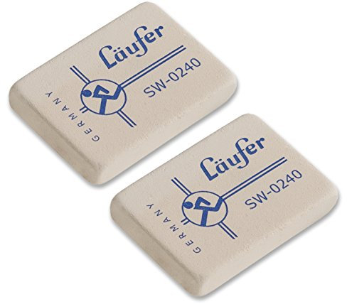 Läufer 69810 sw 0240 Radiergummi, sehr weicher Kautschuk-Radierer, Blisterkarte Enthält 2 Radiergummis