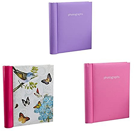 Arpan 3 Self Adhesive Photo Albums Totaling 108 Sheets 216 Sides In Pink, Purple And Butterfly
