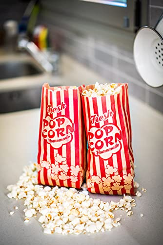 STOP TO SHOP! Lot de 100 sacs à popcorn individuels en papier Marron et rouge 42,5 g