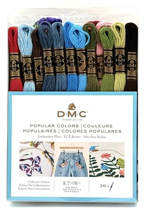 DMC 117F25-PC36 Broderigarn, paket med populära färger, färgerna kan variera, 8 meter, 36-pack