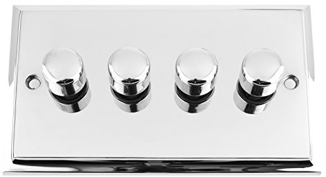 Mains LED Light Dimmer Switch 250W 4 Gang 2 Way - Victorian - Polished Chrome