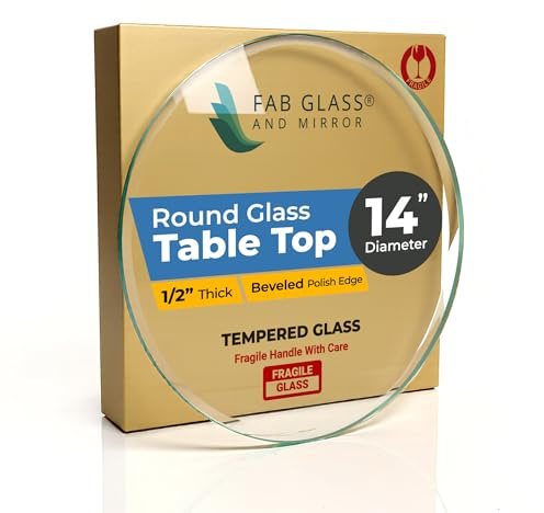 14 Inch Round Glass Table Top 1/2 Thick Tempered Beveled Edge by Fab Glass and Mirror