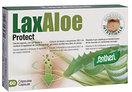 SANTIVERI – LaxAloe Protect / 60 cápsulas cáscara sagrada y sen, que ayudan a mantener la regularidad intestinal
