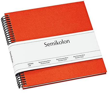 Semikolon 353040 Album a spirale Piccolino - 17 x 17 cm - Album fotografico, 20 pagine bianco crema, fotolibro a spirale, arancione arancione