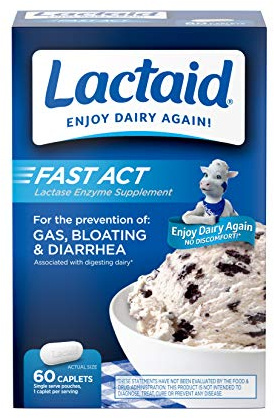 Lactaid Fast Act Lactose Intolerance Relief Caplets with Lactase Enzyme, 60 Travel Packs of 1-ct.