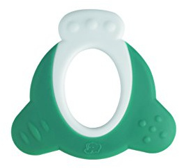 Bebeconfort Anello dentizione ergonomico per primi dentini incisivi, gioco dentizione neonato per massaggio gengivale, per bambini 4-12 mesi, verde e bianco