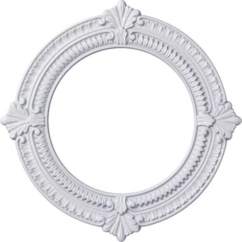 Ekena Millwork CM13BN Benson Ceiling Medallion, 13 1/8OD x 8ID x 5/8P (Fits Canopies up to 8), Factory Primed
