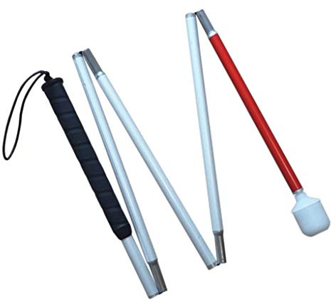 VISIONU Aluminio Baston Blanco para Ciegos y Baja Vision Plegable, 5 Secciones, 125cm (49.2 Pulgada)