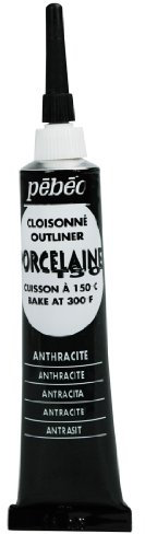 Pebeo Porcelaine 150 Porzellanfarbe, Cloisonne, 20 ml, Anthrazit-Schwarz, Anthrazit-Schwarz